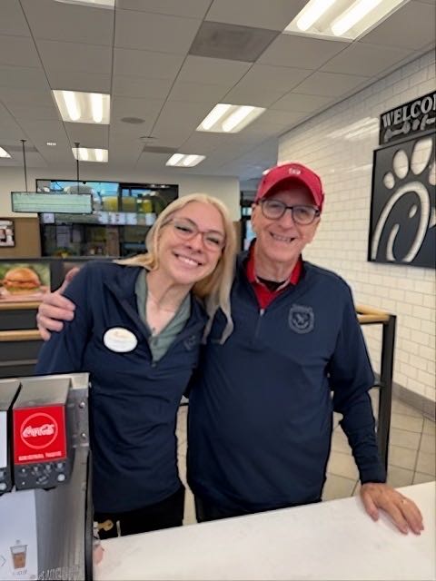 Tim with a happy employee
